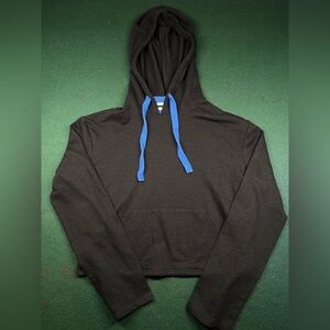 Zara Black Hoodie with Blue Drawcords